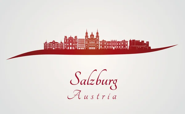 Skyline di Salisburgo in rosso — Vettoriale Stock