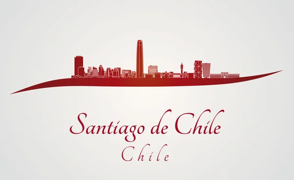 Skyline Santiago del Cile in rosso — Vettoriale Stock