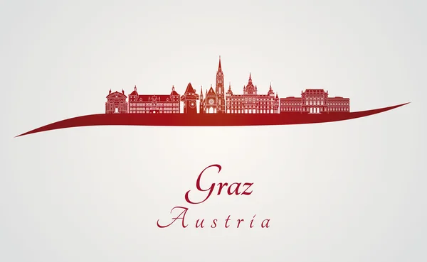 Graz skyline in het rood — Stockvector