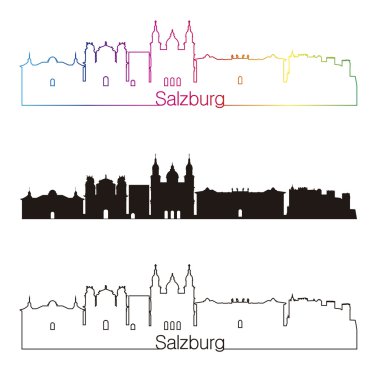 Salzburg manzarası doğrusal stiliyle gökkuşağı