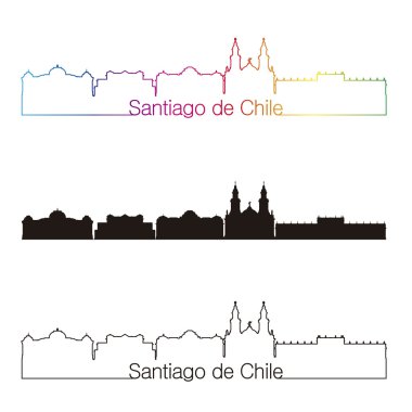 Santiago de Chile 2 manzarası doğrusal stiliyle gökkuşağı