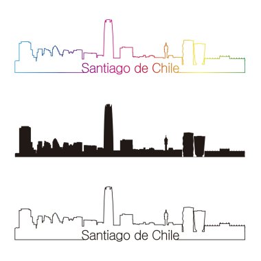 Santiago de Chile manzarası doğrusal stiliyle gökkuşağı