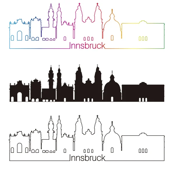 Innsbruck Panorama lineární styl s duhou — Stockový vektor