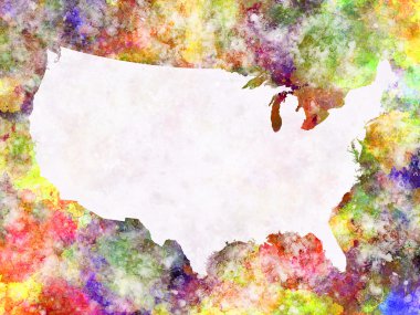 United States map in watercolor