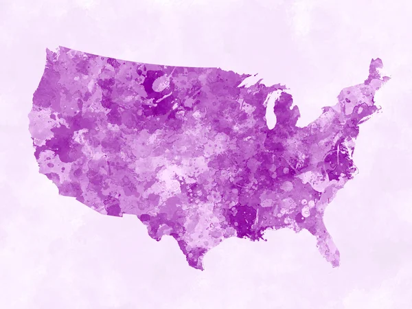 Carte des États-Unis en aquarelle rose — Photo