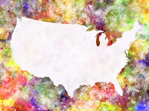 United States map in watercolor