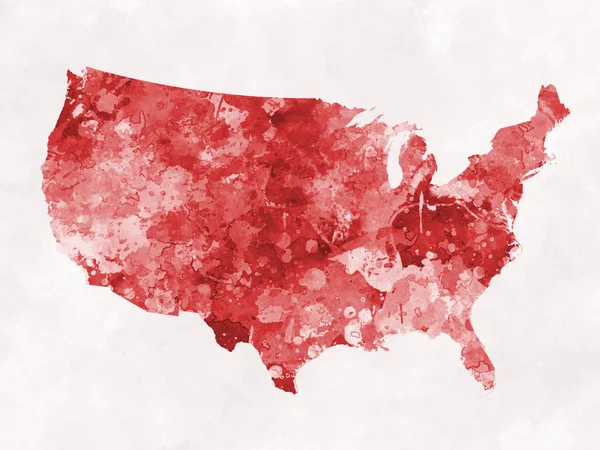 United States map in watercolor red — Stok fotoğraf