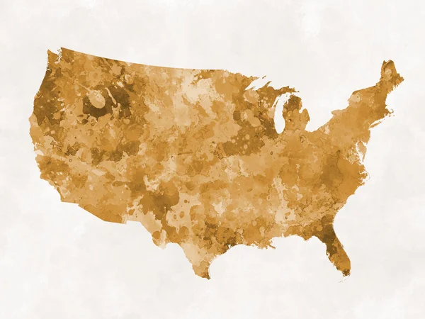 United States map in watercolor orange — Stock fotografie