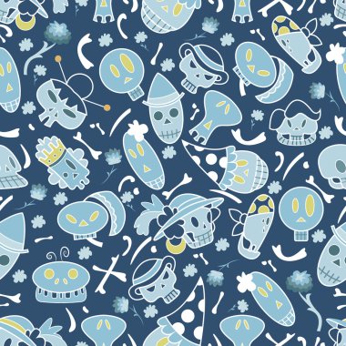 Cadılar Bayramı kafatasları desen 02