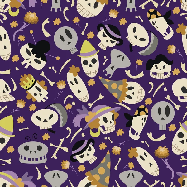 Patrón de cráneos de Halloween 01 — Vector de stock