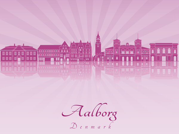 Aalborg skyline in purple radiant orchid