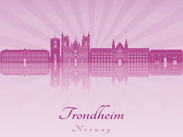 Skyline Trondheim en orhid púrpura radiante — Archivo Imágenes Vectoriales
