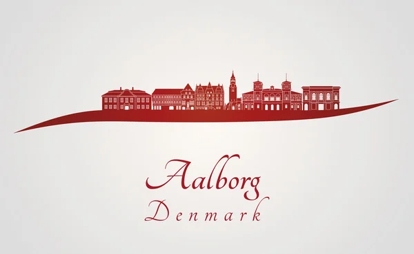 Aalborg skyline in red — Stock Vector