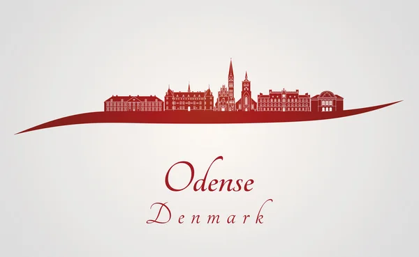 Skyline Odense en rouge — Image vectorielle