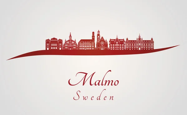 Malmo skyline in red — Stock Vector
