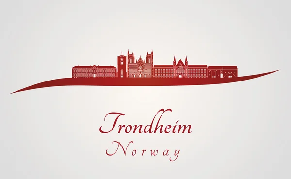 Panoramę miasta Trondheim w kolorze czerwonym — Wektor stockowy