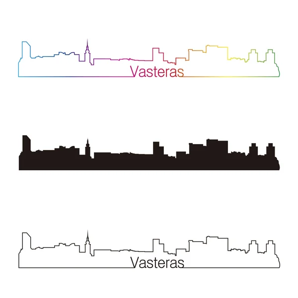 Vasteras skyline estilo lineal con arco iris — Archivo Imágenes Vectoriales