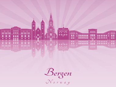 Mor parlak orkide Bergen manzarası