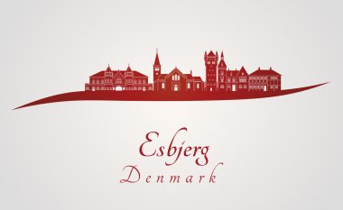 Esbjerg skyline in red clipart