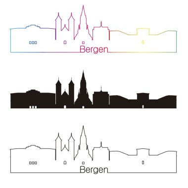 Bergen manzarası doğrusal stiliyle gökkuşağı