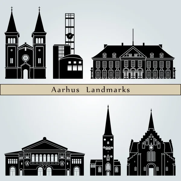 Aarhus Puntos de referencia — Archivo Imágenes Vectoriales