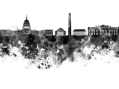 Washington Dc manzarası içinde siyah suluboya