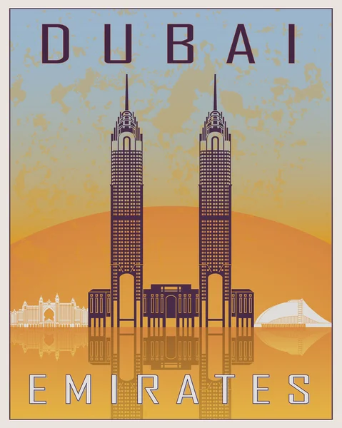 Dubai Vintage Poster — Stockvektor