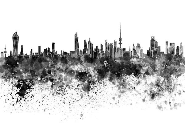 Skyline Kuwait City em aquarela preta — Fotografia de Stock