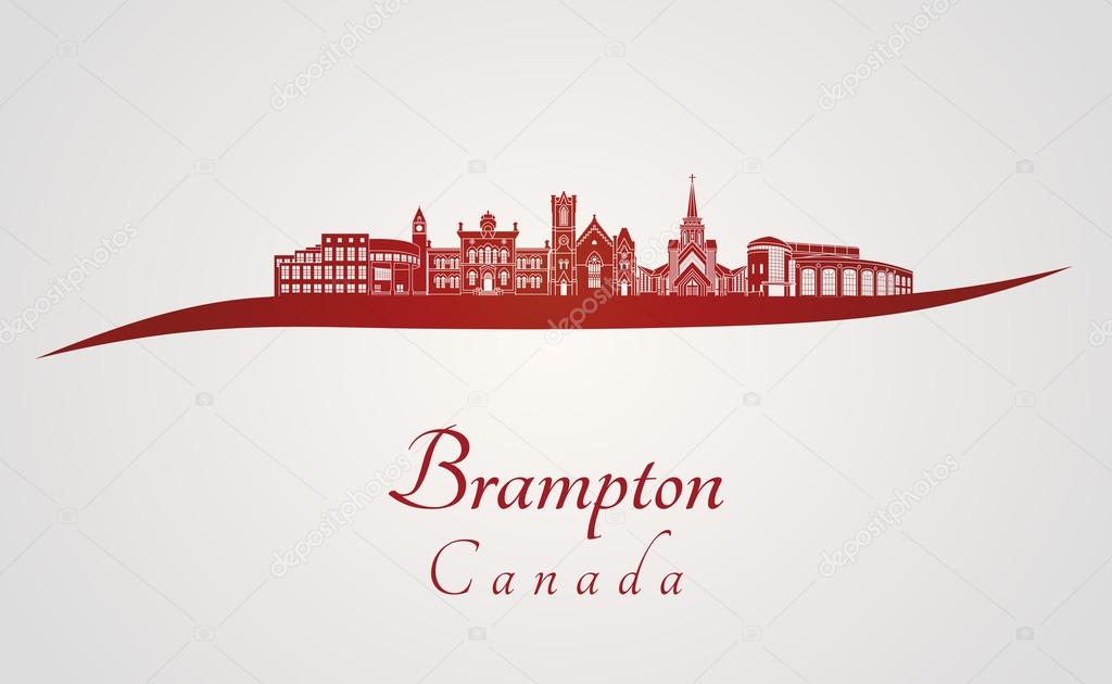 Brampton skyline in red