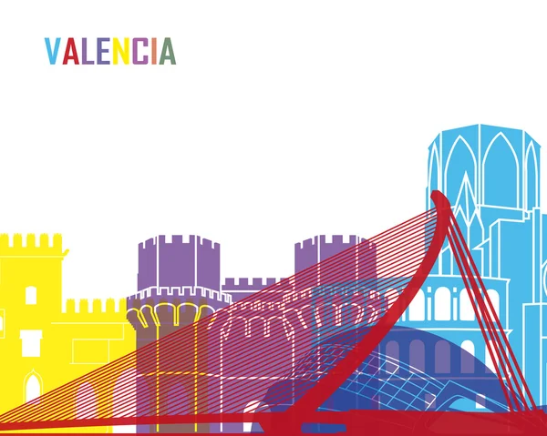 Valencia Skyline Pop — Stockvektor