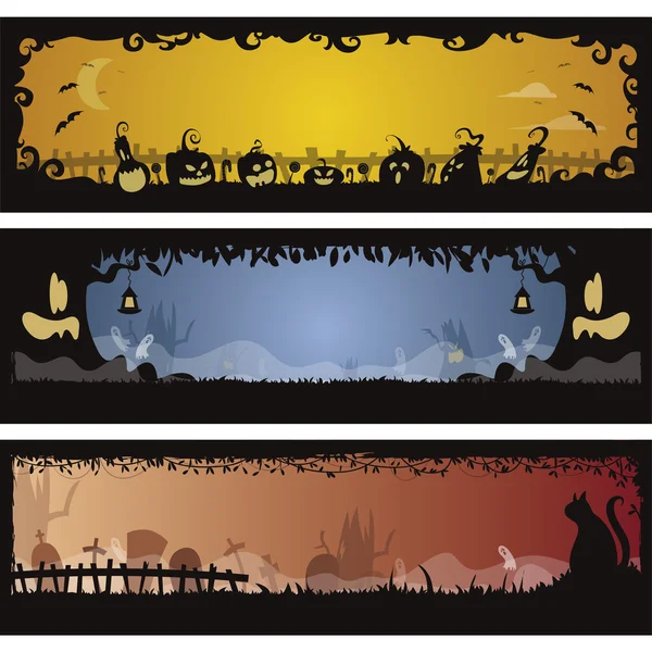 Set de 3 banners de Halloween — Archivo Imágenes Vectoriales