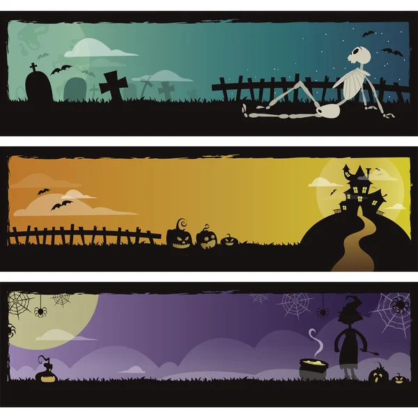 Set de 3 banners de Halloween — Vector de stock