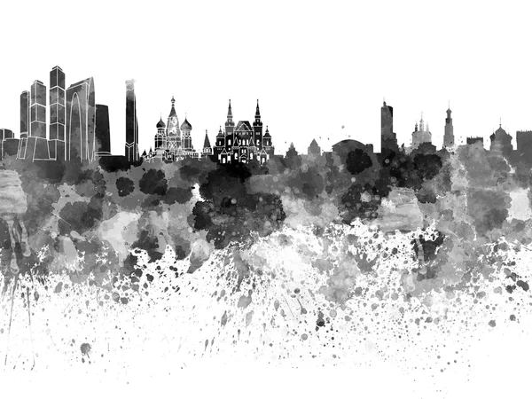 Skyline van Moskou in zwarte aquarel — Stockfoto