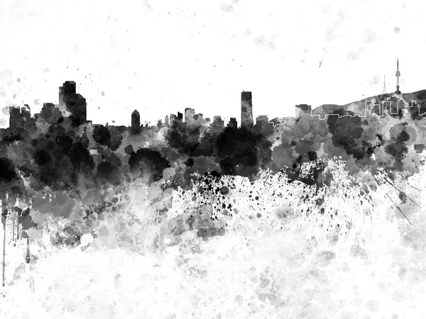 Skyline Seúl en acuarela negra —  Fotos de Stock