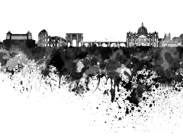 Rome skyline in black watercolor — Stock Photo, Image