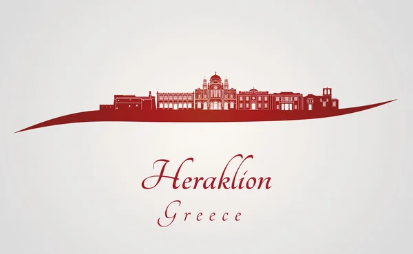 Heraklion skyline in red — Stock Vector