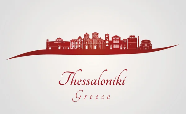 Thessalonique skyline en rouge — Image vectorielle