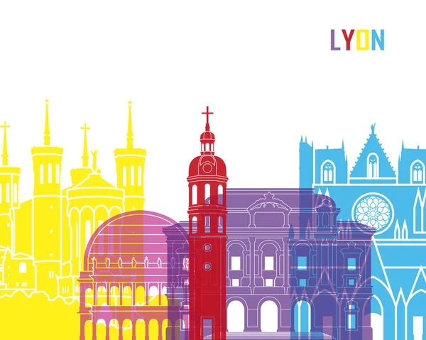 Horizonte de Lyon pop — Vector de stock