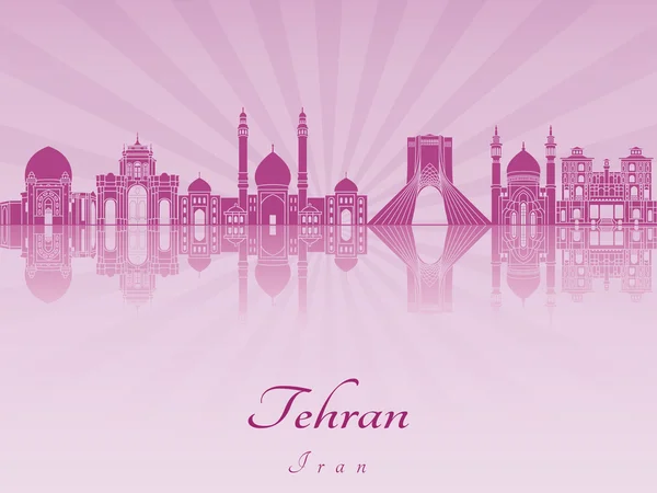Skyline de Teherán en orquídea radiante púrpura — Vector de stock