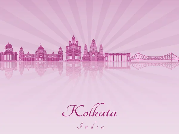 Skyline di Kolkata in orchidea radiante viola — Vettoriale Stock