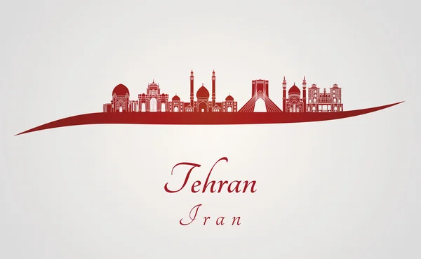 Teheran skyline i rött — Stock vektor