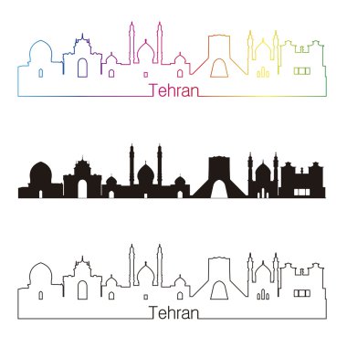 Tehran manzarası doğrusal stiliyle gökkuşağı