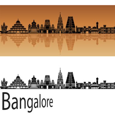 Chennai skyline in orange clipart