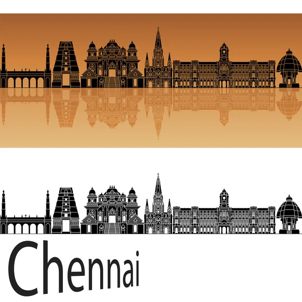 Skyline di Chennai in arancione — Vettoriale Stock
