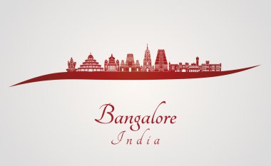 Bangalore skyline in red clipart