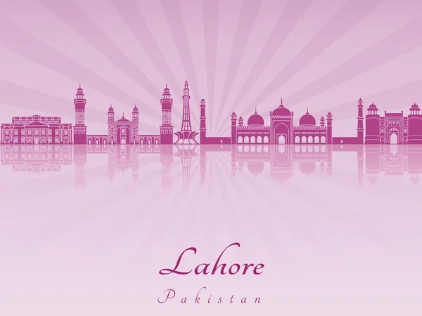 Lahore skyline in violett leuchtender Orchidee — Stockvektor