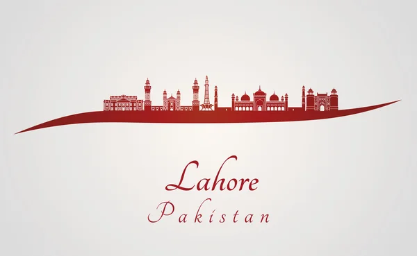 Lahore skyline in red — Stock Vector