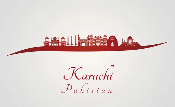 Skyline Karachi en rouge — Image vectorielle