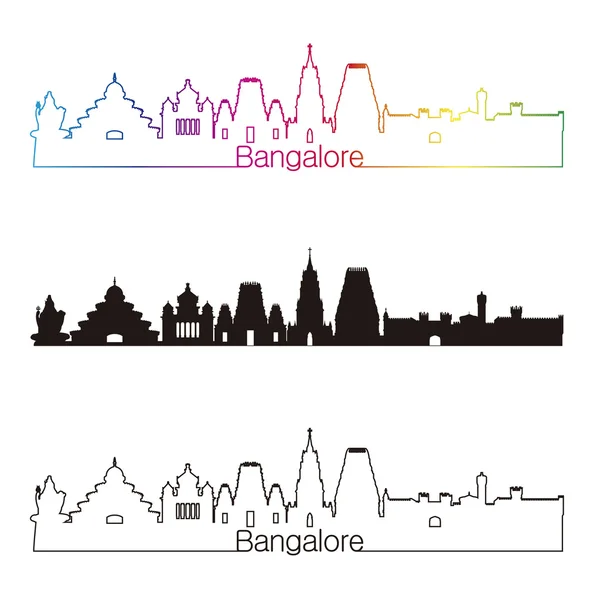 Bangalore skyline estilo linear com arco-íris —  Vetores de Stock