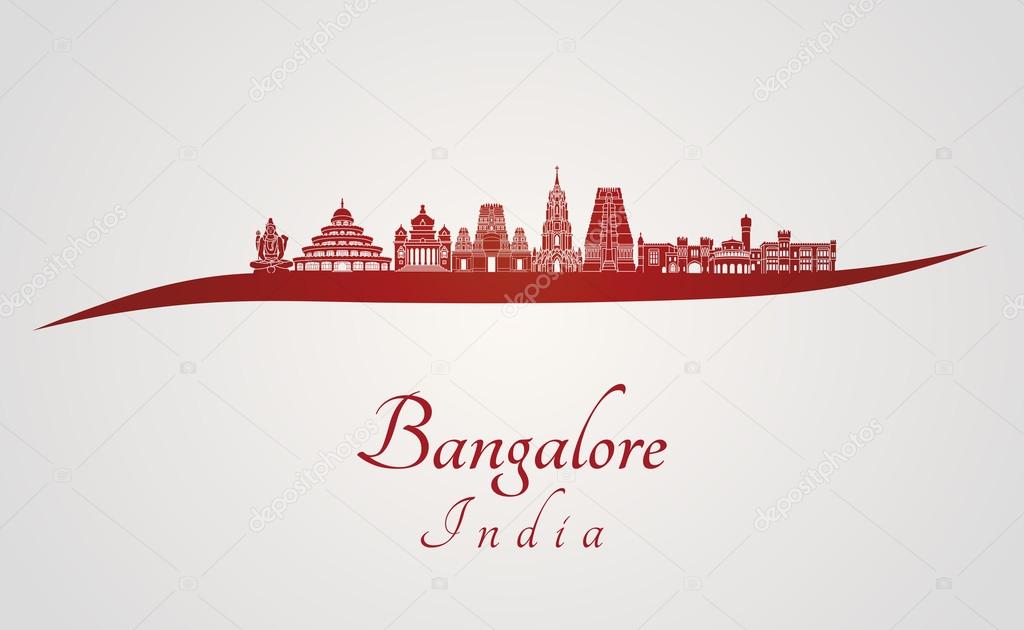 Bangalore skyline in red